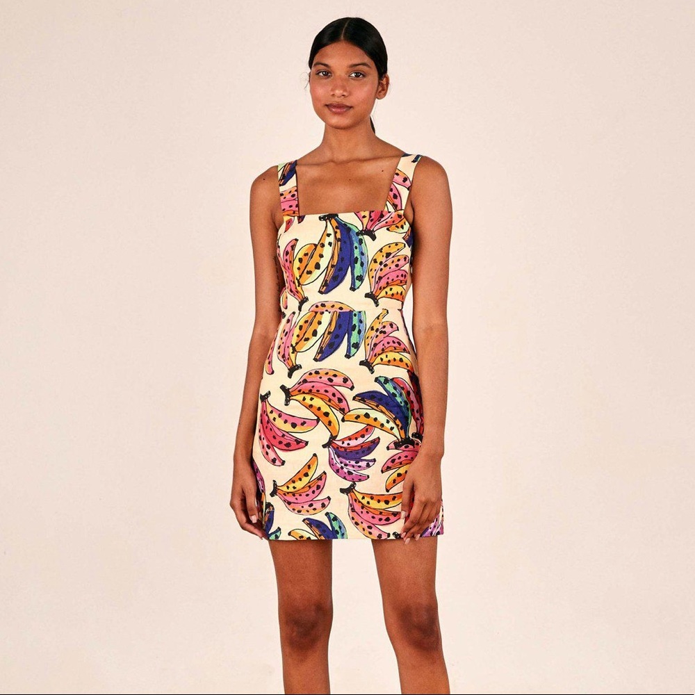 Farm Rio Banana Bunch Mini Dress Back Belt